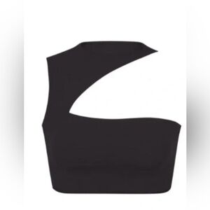 SKIMS Fits Everybody Asymmetrical Cut-Out Cropped Top Women’s Size XS Black